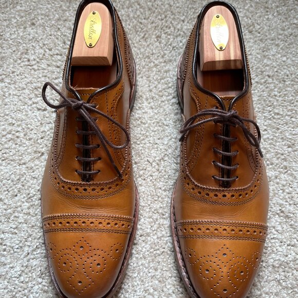 Allen Edmonds Strand Mens Cap Toe Oxford Dress Shoes 9.5 D Walnut Brown Leather - Picture 2 of 9